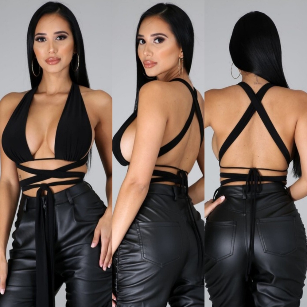 Black wrap Tie Top!  Brand new !